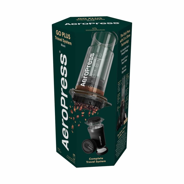 AeroPress Go Plus - Zaparzacz do kawy z kubkiem termicznym czarny